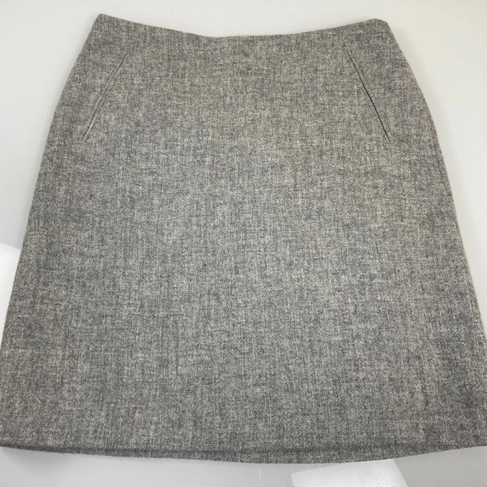 Talbots Women's 2P Gray Wool‎ Blend A Line Skirt Career Business Casual Size 2P